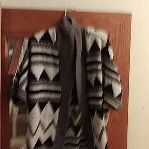 Black grey and white button up sweater